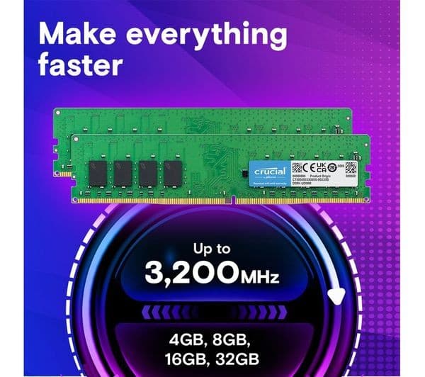 Crucial CT16G4DFRA32A 16 GB (1 x 16 GB) DDR4 3200 MHz UDIMM Desktop PC RAM - Image 2