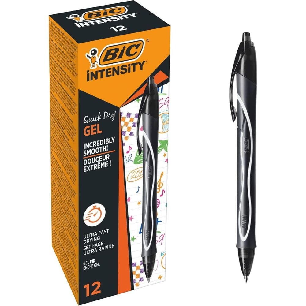 Bic Pack of 12 Gel-ocity Quick Dry Gel Retractable Rollerball Pen Blk - Image 1