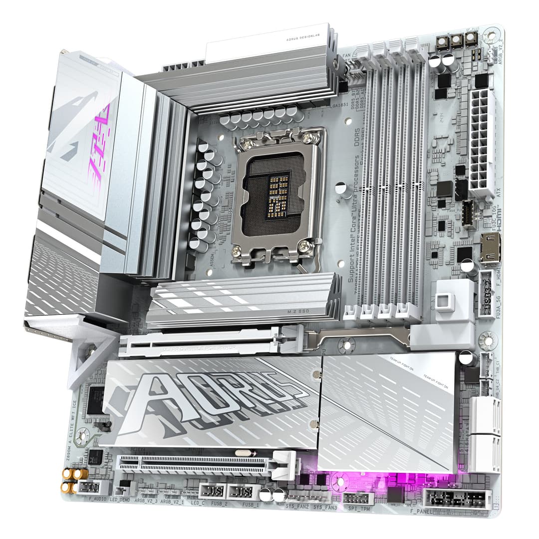 GIGABYTE Z890M AORUS ELITE WIFI7 ICE Micro-ATX Motherboard - Supports Intel Core Ultra (Series 2) CPUs, LGA 1851, 12+1+2 phases VRM, up to 8800MHz DDR5 (OC), 1xPCIe 5.0 + 2xPCIe 4.0, Wi-Fi 7, 2.5GbE LAN, USB 4 - Image 4