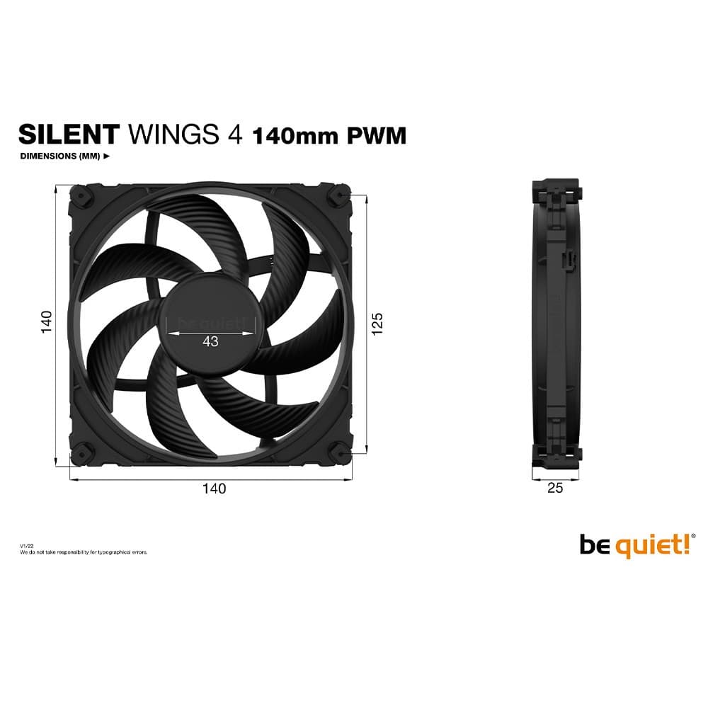 be quiet! Silent Wings 4 140mm PWM 1100rpm 6-Pole Fan Motor Technology 4-pin PWM PC Fan - Image 2