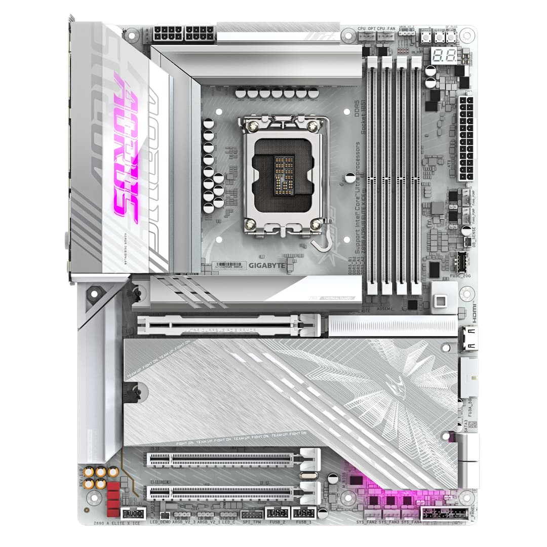 GIGABYTE Z890 AORUS ELITE X ICE ATX Motherboard - Intel Z890 Chipset, LGA 1851 Socket, Supports Intel Core Ultra (Series 2) CPUs, 16+1+2 phases VRM, 4x DDR5 DIMM up to 9500MHz (OC), 1xPCIe 5.0 + 4xPCIe 4.0, Wi-Fi 7, 2.5GbE LAN, Thunderbolt 4 - Image 2