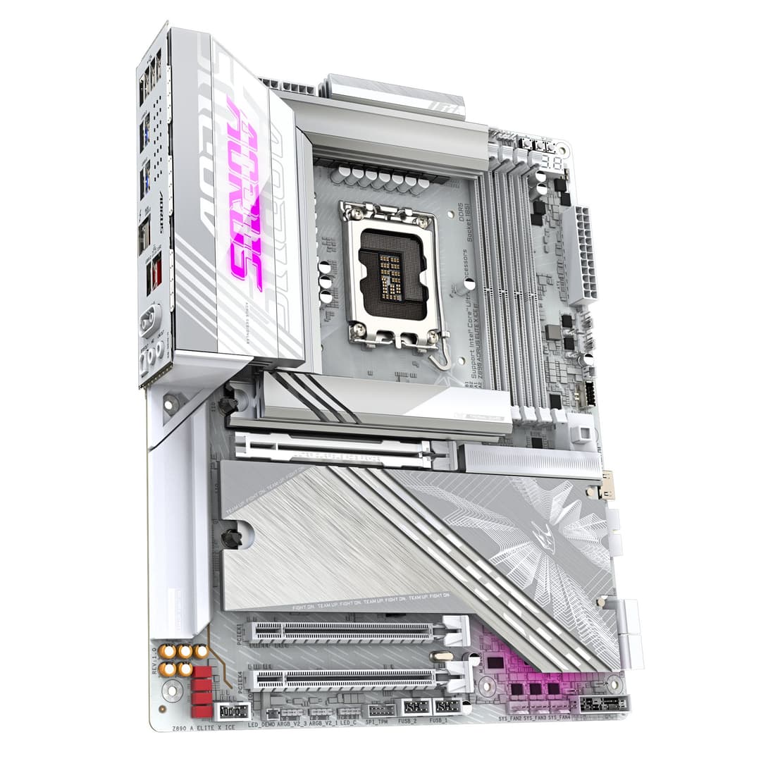 GIGABYTE Z890 AORUS ELITE X ICE ATX Motherboard - Intel Z890 Chipset, LGA 1851 Socket, Supports Intel Core Ultra (Series 2) CPUs, 16+1+2 phases VRM, 4x DDR5 DIMM up to 9500MHz (OC), 1xPCIe 5.0 + 4xPCIe 4.0, Wi-Fi 7, 2.5GbE LAN, Thunderbolt 4 - Image 3