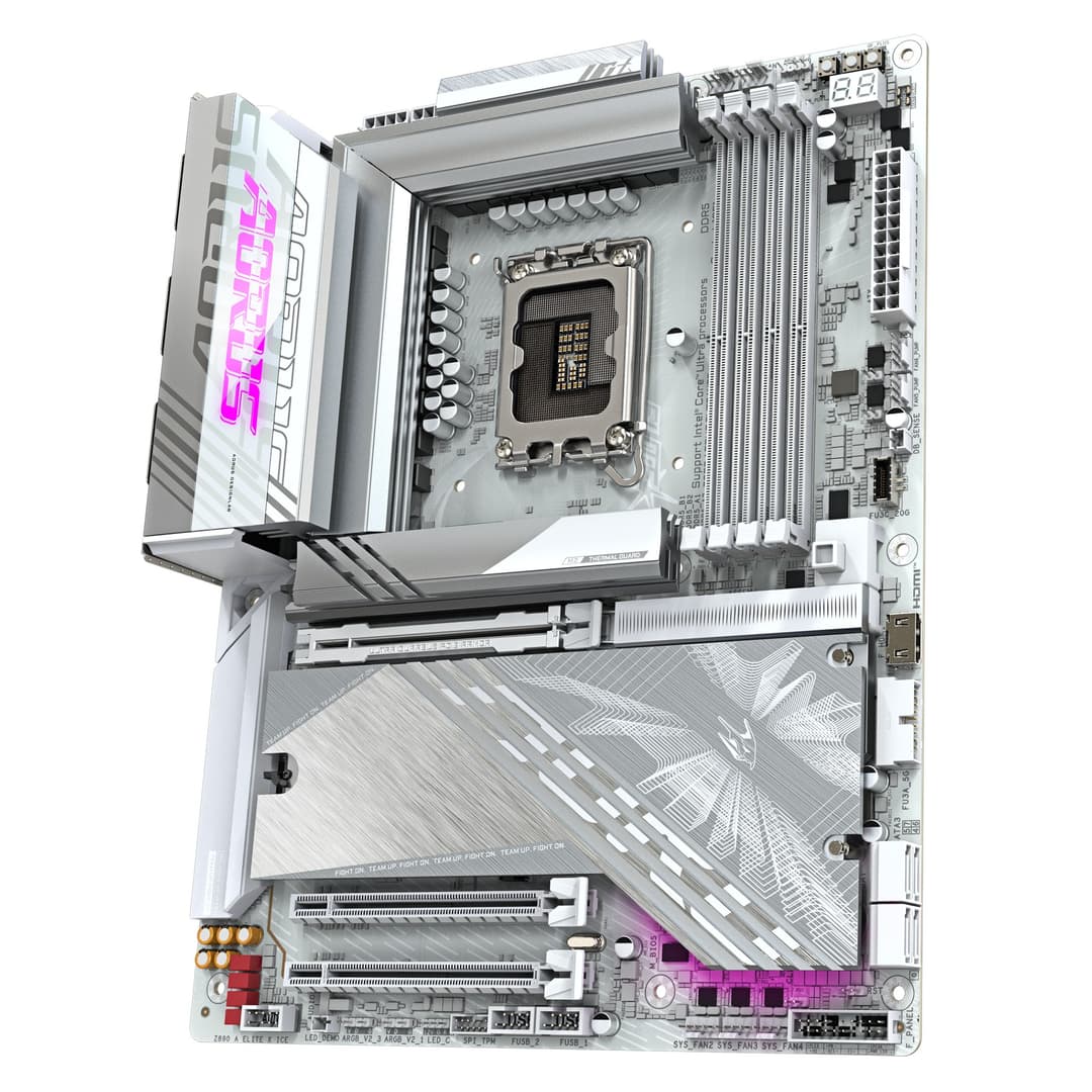 GIGABYTE Z890 AORUS ELITE X ICE ATX Motherboard - Intel Z890 Chipset, LGA 1851 Socket, Supports Intel Core Ultra (Series 2) CPUs, 16+1+2 phases VRM, 4x DDR5 DIMM up to 9500MHz (OC), 1xPCIe 5.0 + 4xPCIe 4.0, Wi-Fi 7, 2.5GbE LAN, Thunderbolt 4 - Image 4