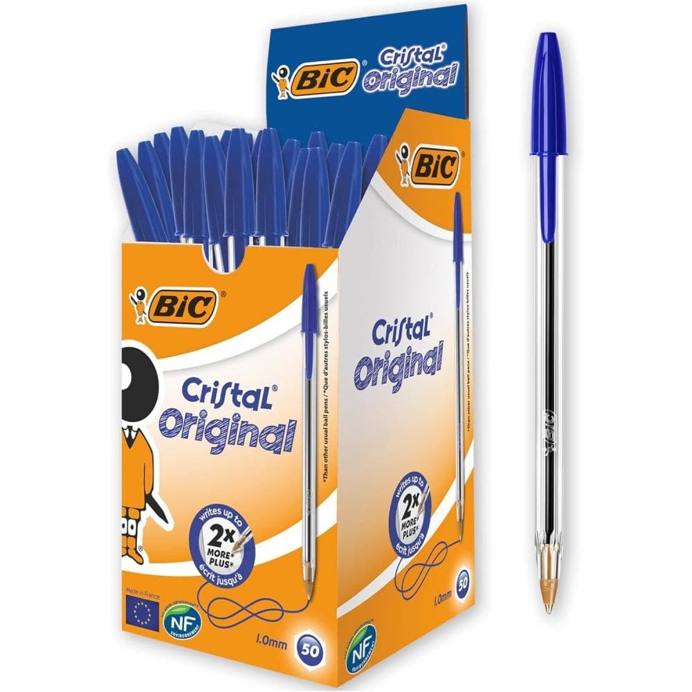 Bic Pack of 50 Cristal Blue Ballpoint Pen 1.0mm Medium Tip