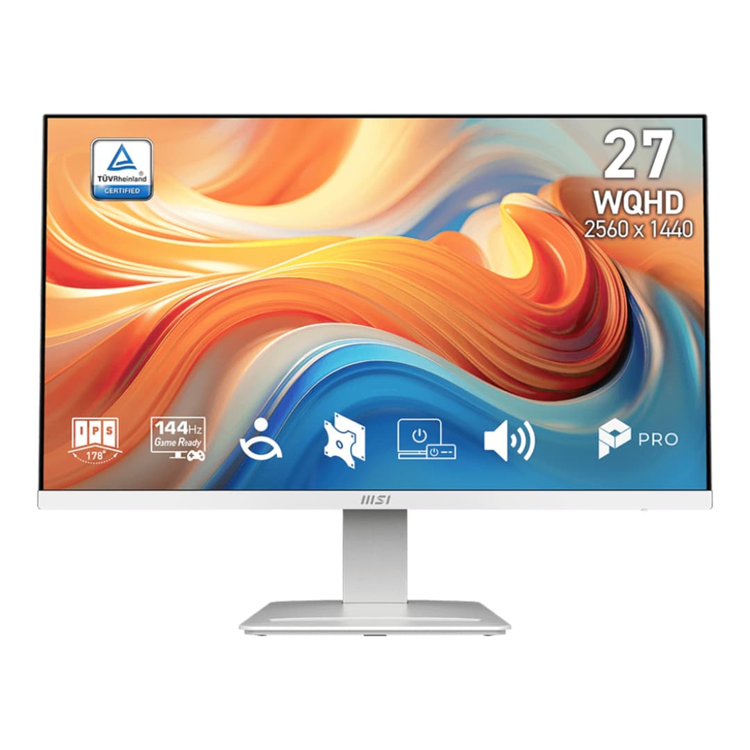 MSI PRO MP273QW E14 27" IPS Quad HD 144Hz 1ms HDMI Displayport Monitor with Speakers - White - Image 1