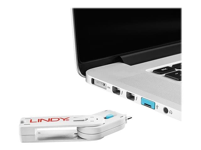 Lindy USB Type-A Port Blocker Kit Blue - Pack of 4 Blockers + 1 Key - Image 3