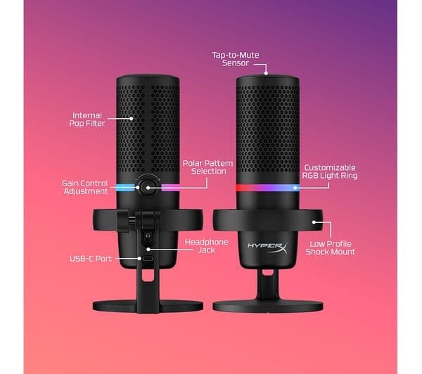 HYPERX DuoCast Gaming Microphone - Black - Image 3