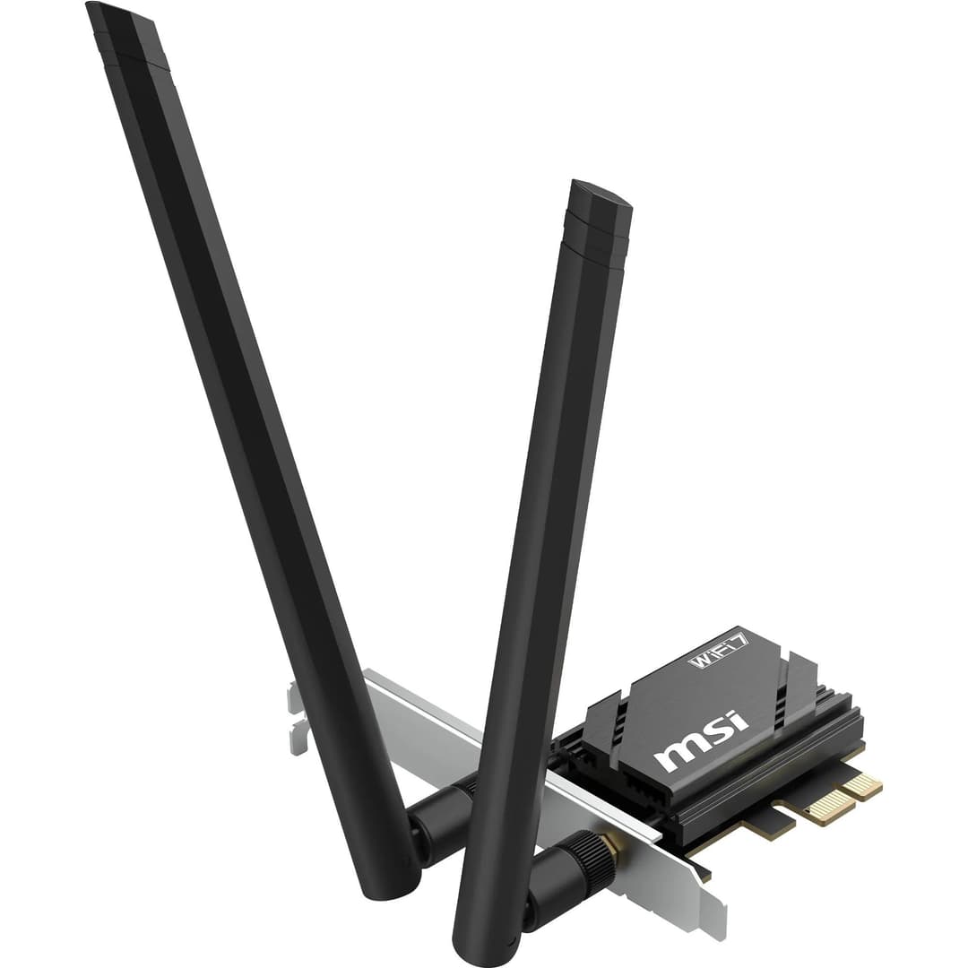 MSI HERALD WiFi 7 PCIe Card for Desktop PC BE6500 Tri-band, Bluetooth 5.4, 6GHz, MLO, Bluetooth 5.4, WPA3 Security - Image 1