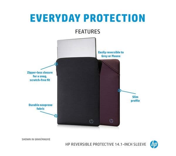 HP Reversible Protective 14.1" Laptop Sleeve Grey & Mauve - Image 4