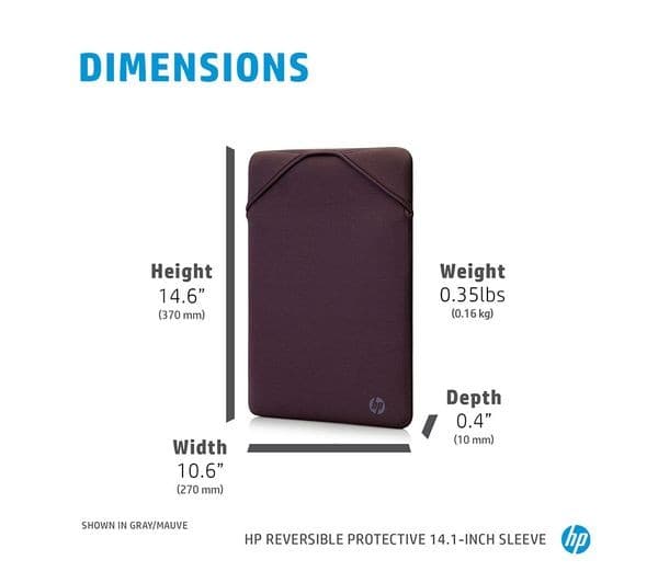 HP Reversible Protective 14.1" Laptop Sleeve Grey & Mauve - Image 5