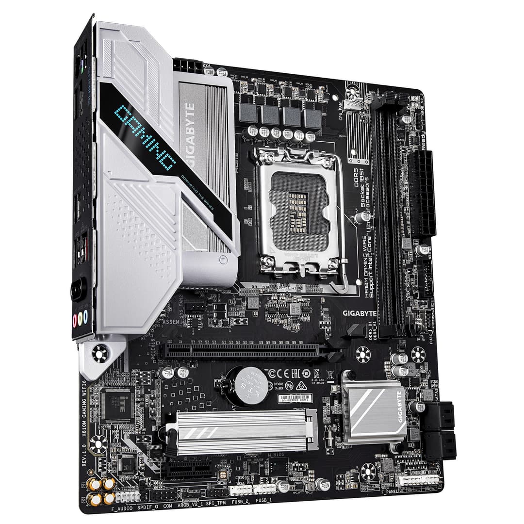 GIGABYTE H810M GAMING WIFI6 Intel H810 Micro ATX LGA 1851 Motherboard - Intel Core Ultra (Series 2) CPUs, 4+1+2 Phases VRM, up to 6400MHz DDR5, 1xPCIe 4.0 M.2, 2.5GbE LAN, WIFI 6, USB 3.2 Gen 1 - Image 3