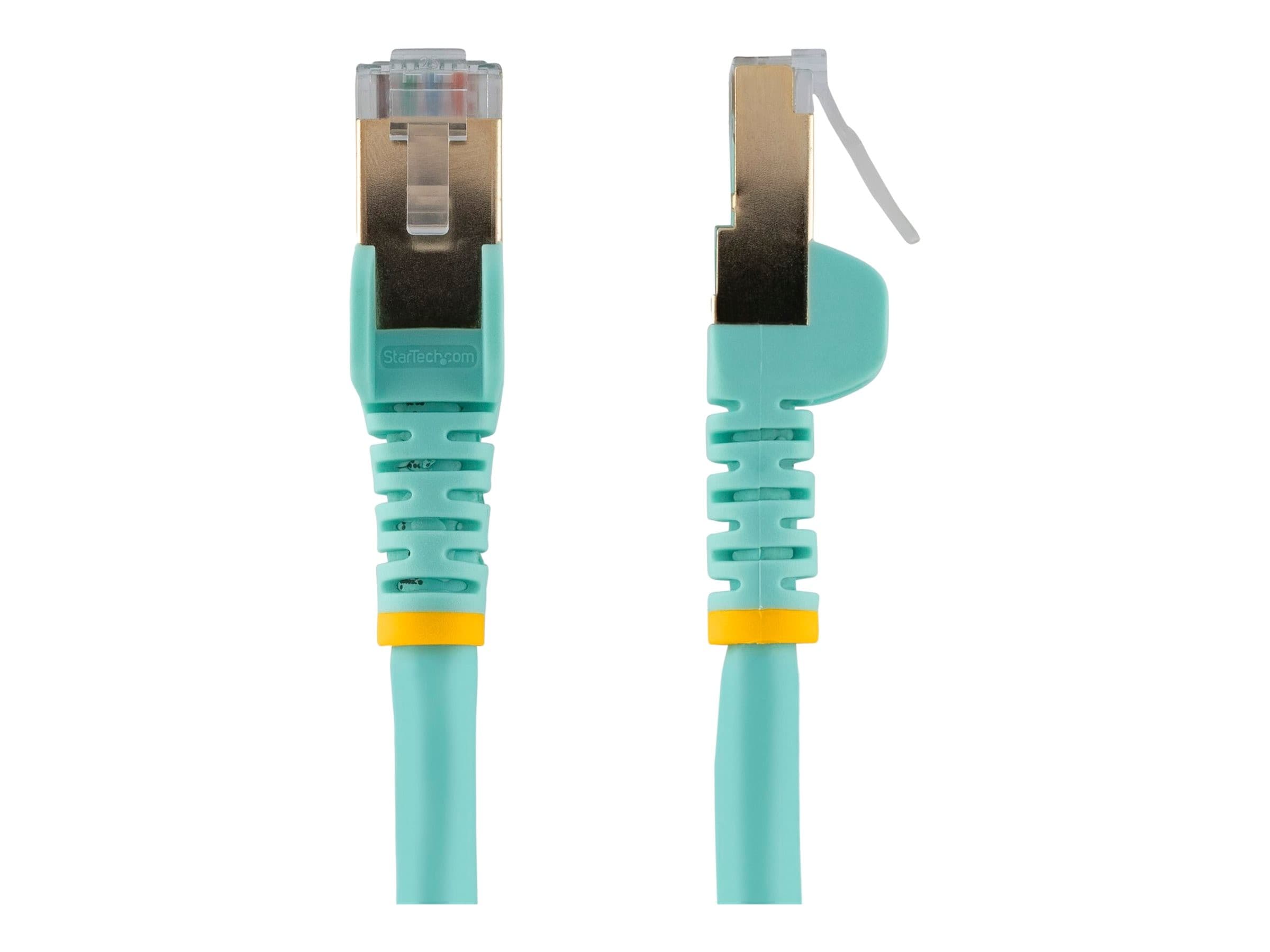 StarTech CAT6A Shielded Ethernet Cable 2m Aqua Snagless RJ45 STP 100W PoE (6ASPAT2MAQ)