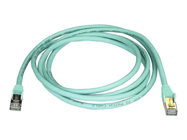 StarTech CAT6A Shielded Ethernet Cable 2m Aqua Snagless RJ45 STP 100W PoE (6ASPAT2MAQ) - Image 2