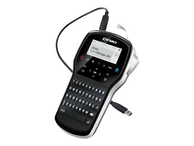 DYMO LabelManager 280 Rechargeable Handheld Label Maker - B/W - QWERTY Keyboard, USB PC/Mac Connectivity, D1 Tape 6/9/12 mm