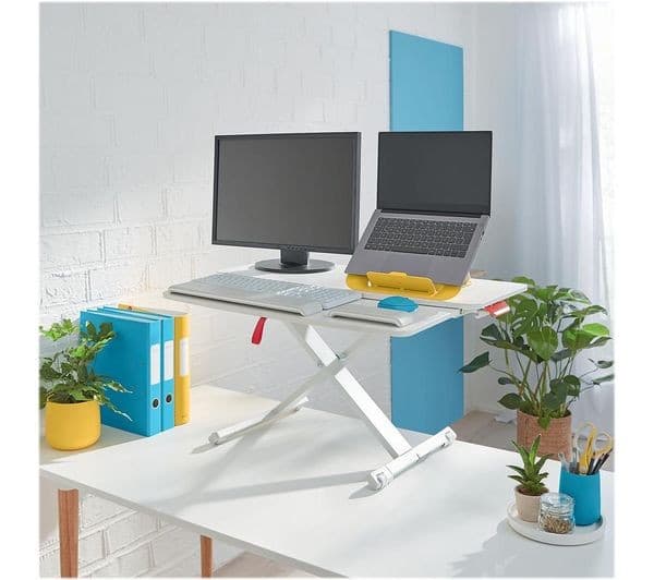 Leitz Ergo Cosy Standing Desk Converter with Sliding Tray - Grey - Image 7