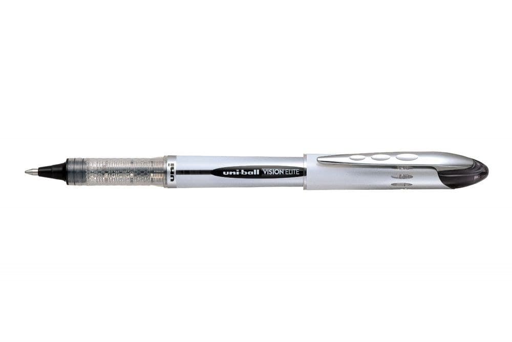 uni-ball Vision Elite 12 Pack Black 0.8mm Med Nib Rollerball Airplane Safe