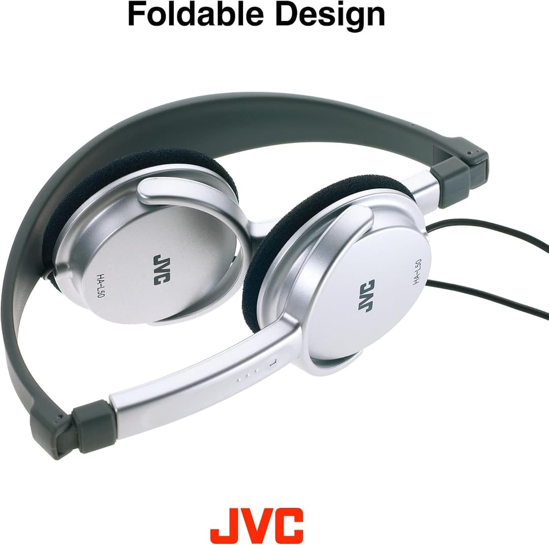 JVC HA-L50 Lightweight Foldable On-Ear Headphones 30mm - Black - Image 2