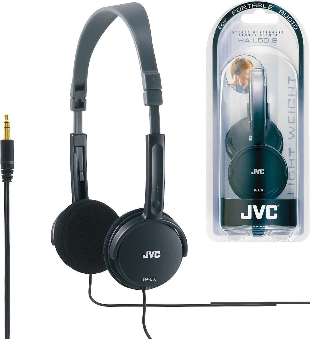 JVC HA-L50 Lightweight Foldable On-Ear Headphones 30mm - Black - Image 6