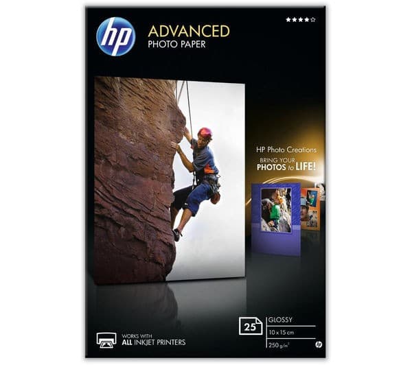 HP Advanced Glossy Photo Paper Q8691A - 100 x 150 mm Borderless - 250 g/m² - 25 Sheets