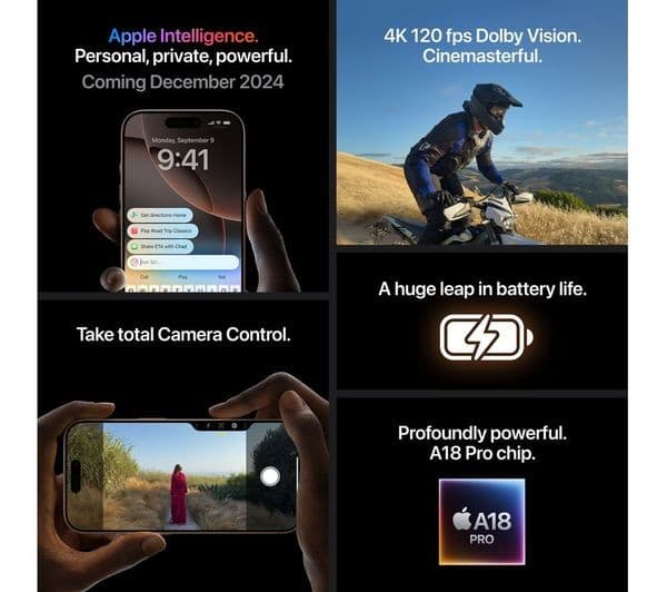 Apple iPhone 16 Pro - 128 GB, Titanium Black  - Image 8