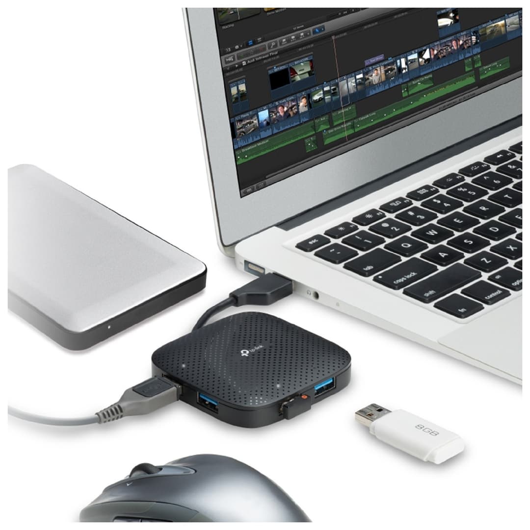 TP-Link UH400 USB 3.0 4-Port Portable Hub, USB 3.2 Gen 1 Type-A, 5000 Mbit/s, Black - Image 3