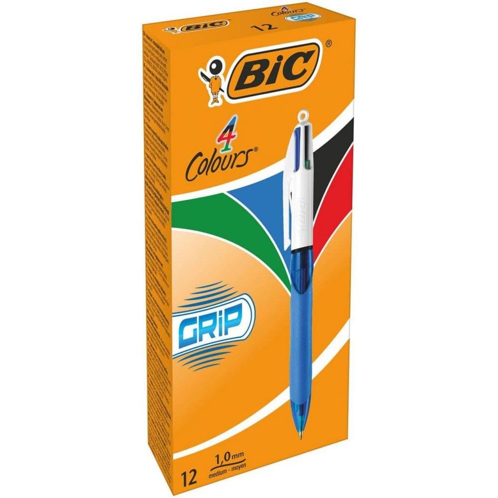 Bic Pack of 12 Assorted Colour Comfort Grip Ballpoint Pen 1mm Tip - Image 1