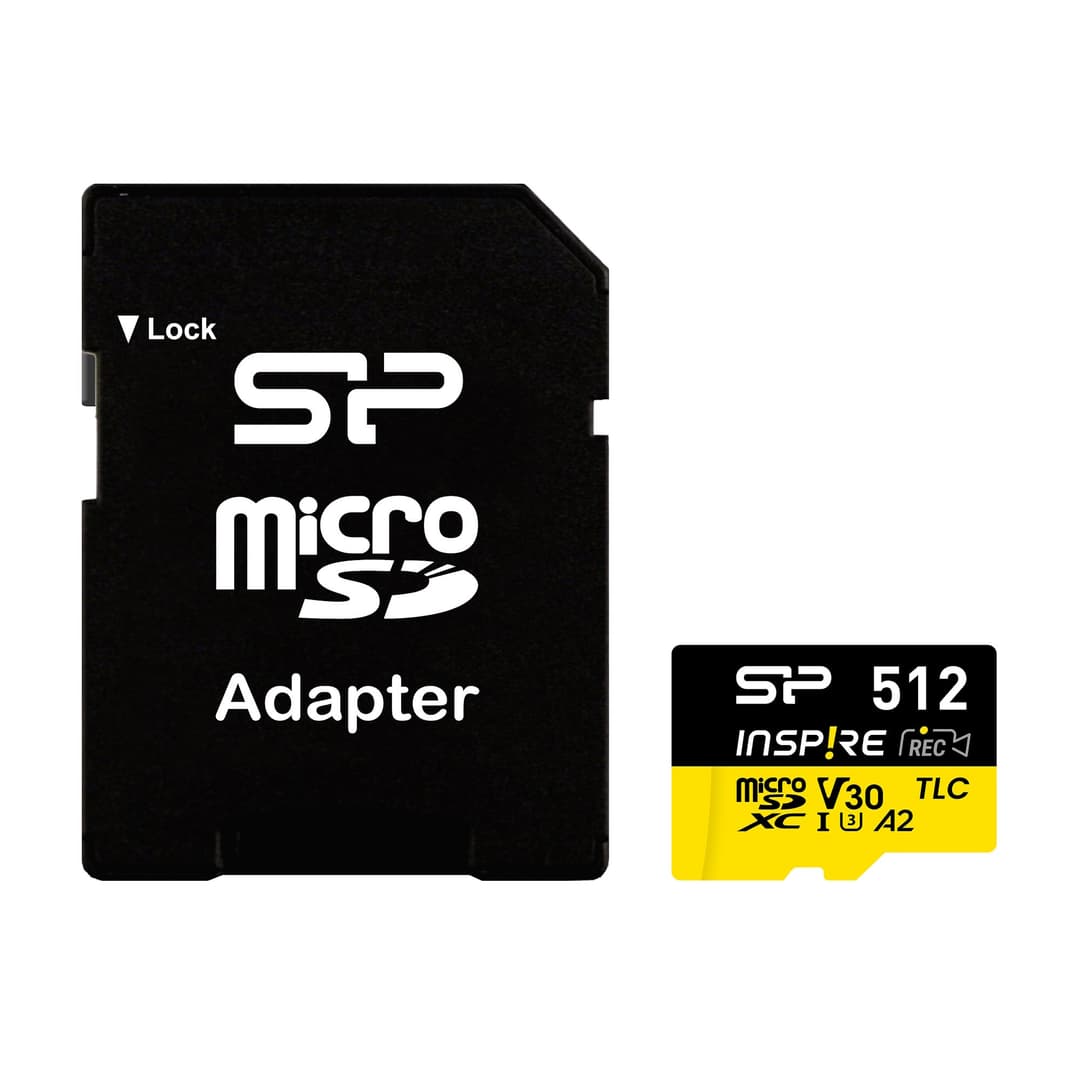 512GB Silicon Power Inspire microSDXC Card with SD Adapter, A2, V30, UHS-1, Up to 170MB/s Read, 150MB/s Write - Image 1