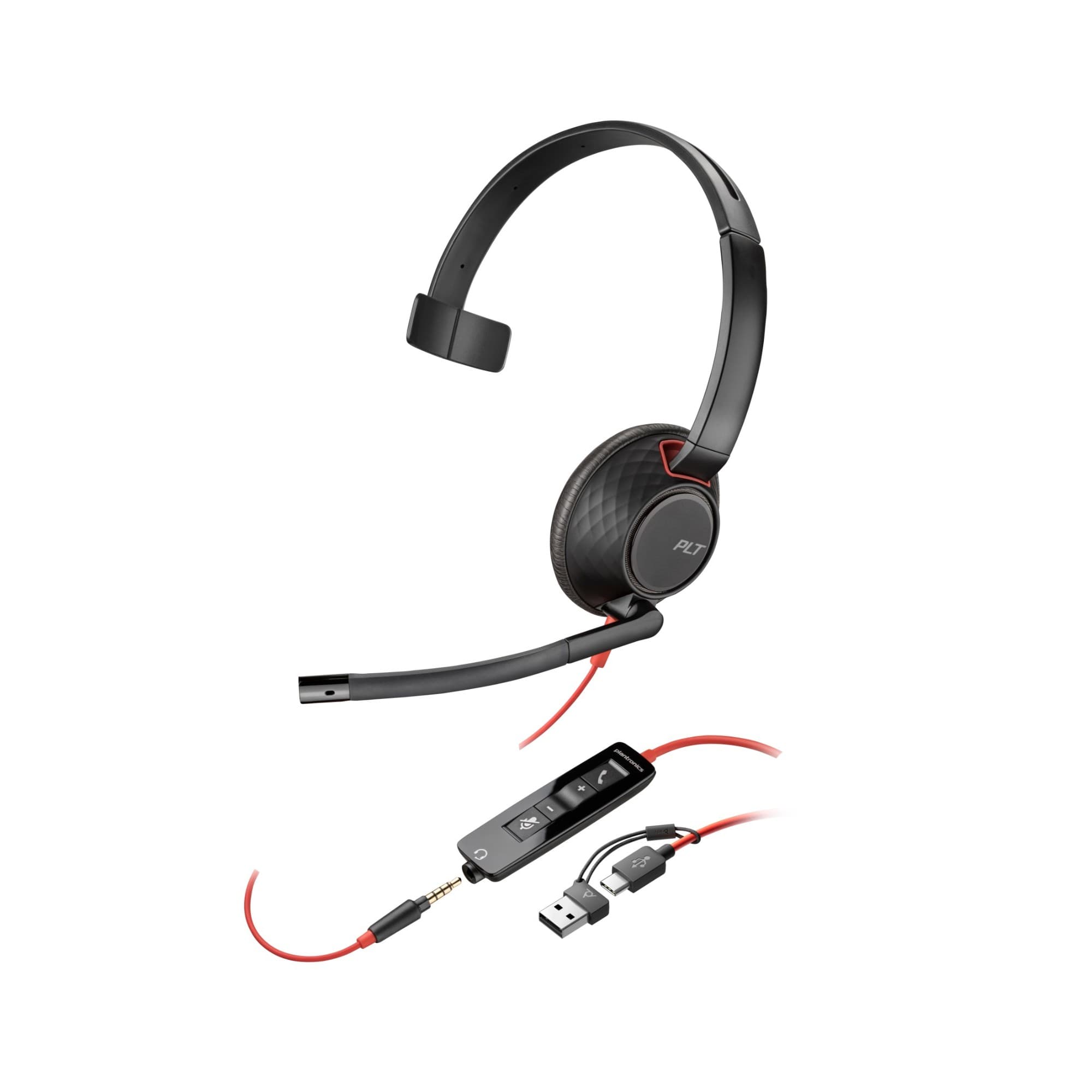 Poly Blackwire 5210 Monaural USB-C USB-A 3.5mm Wired Headset