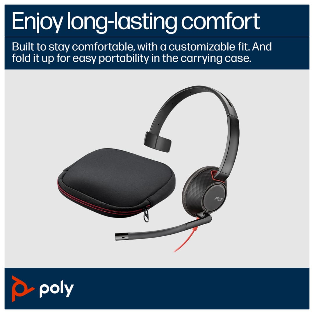 Poly Blackwire 5210 Monaural USB-C USB-A 3.5mm Wired Headset - Image 5