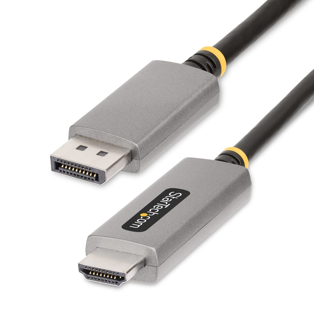StarTech.com 6ft (2m) DisplayPort to HDMI Adapter Cable, 8K 60Hz, 4K 144Hz, HDR10, DP 1.4 to HDMI 2.1 Active Video Converter, DisplayPort Desktop to HDMI Monitor, M/M - DisplayPort to HDMI Cord - Image 1