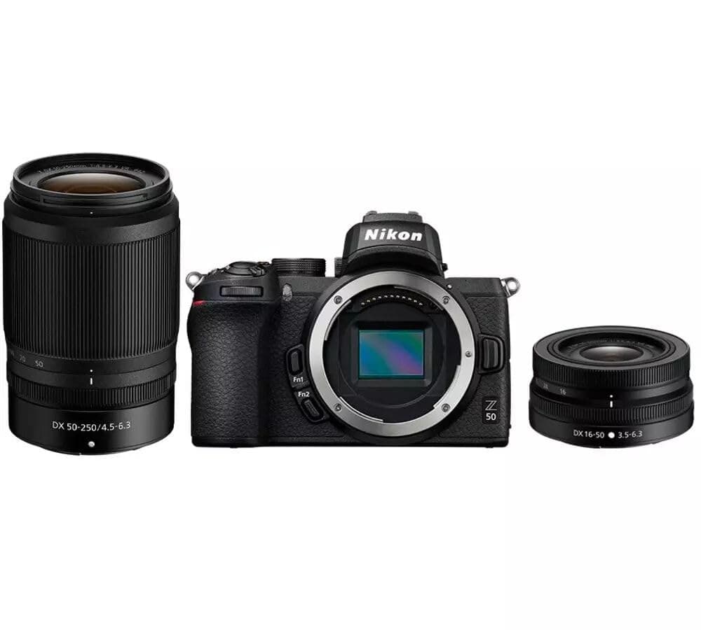 Nikon Z50 Mirrorless Camera Kit with Z DX 16-50mm VR and Z DX 50-250mm VR Lenses - Black - Image 1