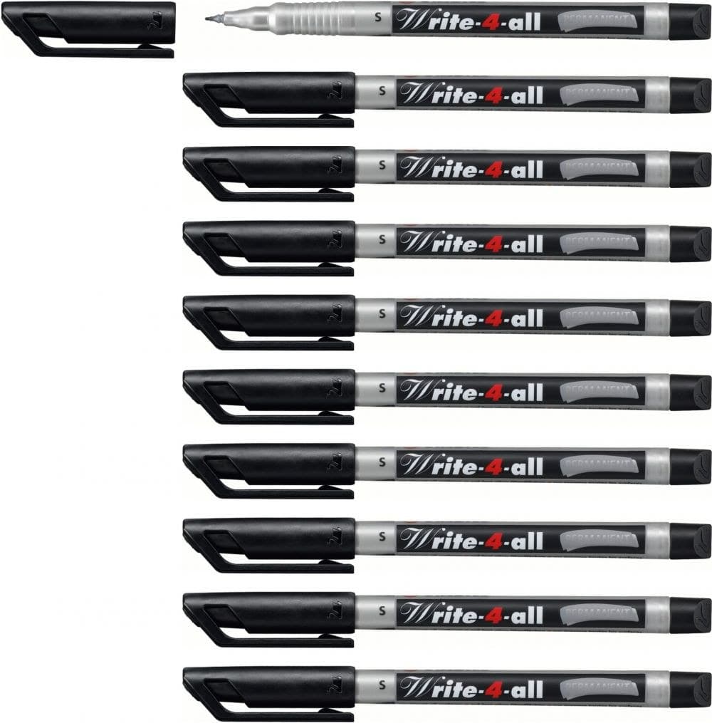 STABILO Write-4-all Permanent Marker Pen Superfine Pack of 10 Black - Image 1