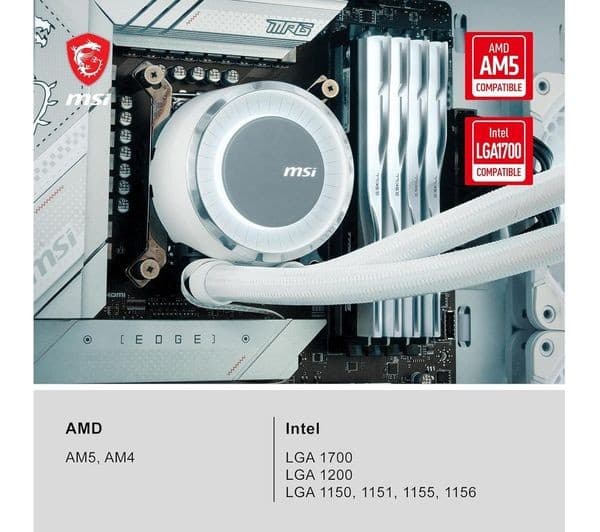 MSI MAG CORELIQUID E240 White 240mm ARGB All-in-One Liquid CPU Cooler - Image 4