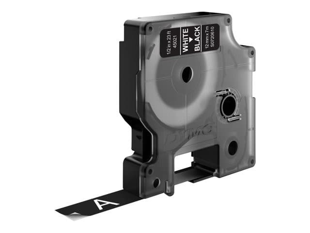 DYMO D1 45021 - label tape - white on black - 1 cassette(s) - Roll (1.2 cm x 7 m)