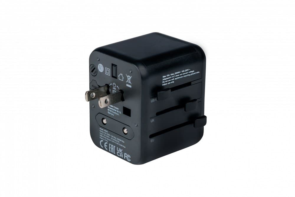 Verbatim UTA-01 Universal Travel Adapter with 2 x USB-A Ports 12W Black (49543) - Image 1