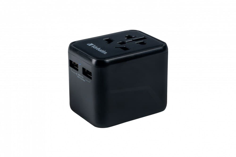 Verbatim UTA-01 Universal Travel Adapter with 2 x USB-A Ports 12W Black (49543) - Image 4