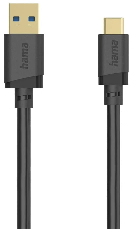 Hama USB-A to USB-C Cable, USB 3.2 Gen 1, 5 Gbit/s, Black - 0.75m