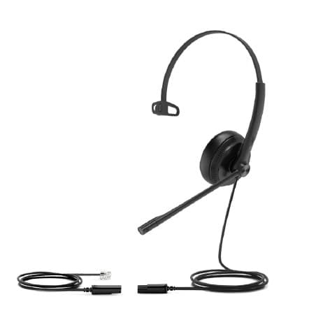 Yealink YHS34 Mono Wired Headset, QD to RJ9, Black