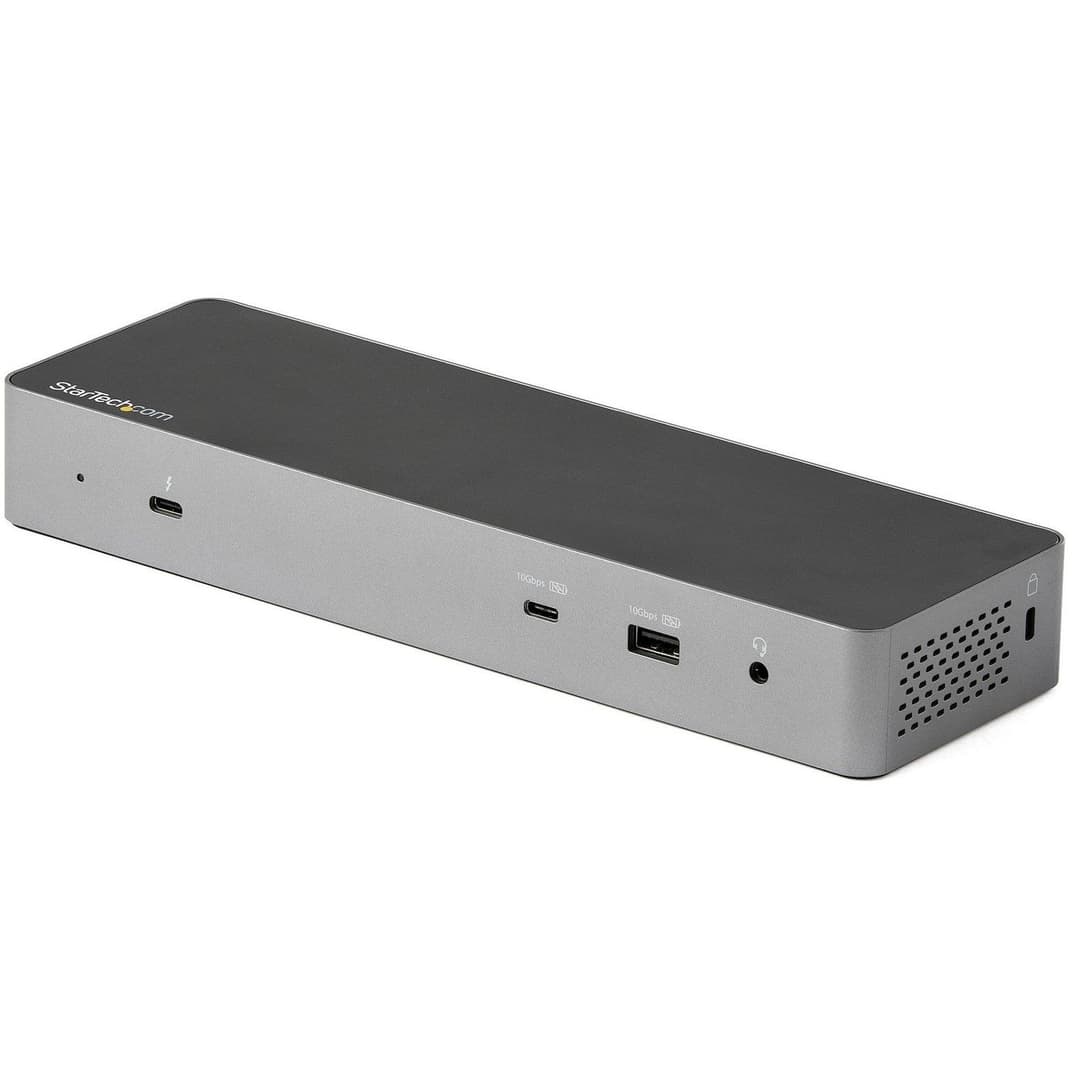 StarTech.com TB3CDK2DHUE Thunderbolt 3 Dock with USB-C Host Compatibility - Dual 4K 60Hz DisplayPort 1.4 or Dual HDMI 2.0 - Single 8K - 96W Power Delivery - 5x USB 3.2 Hub - Gigabit Ethernet - Grey - Image 1
