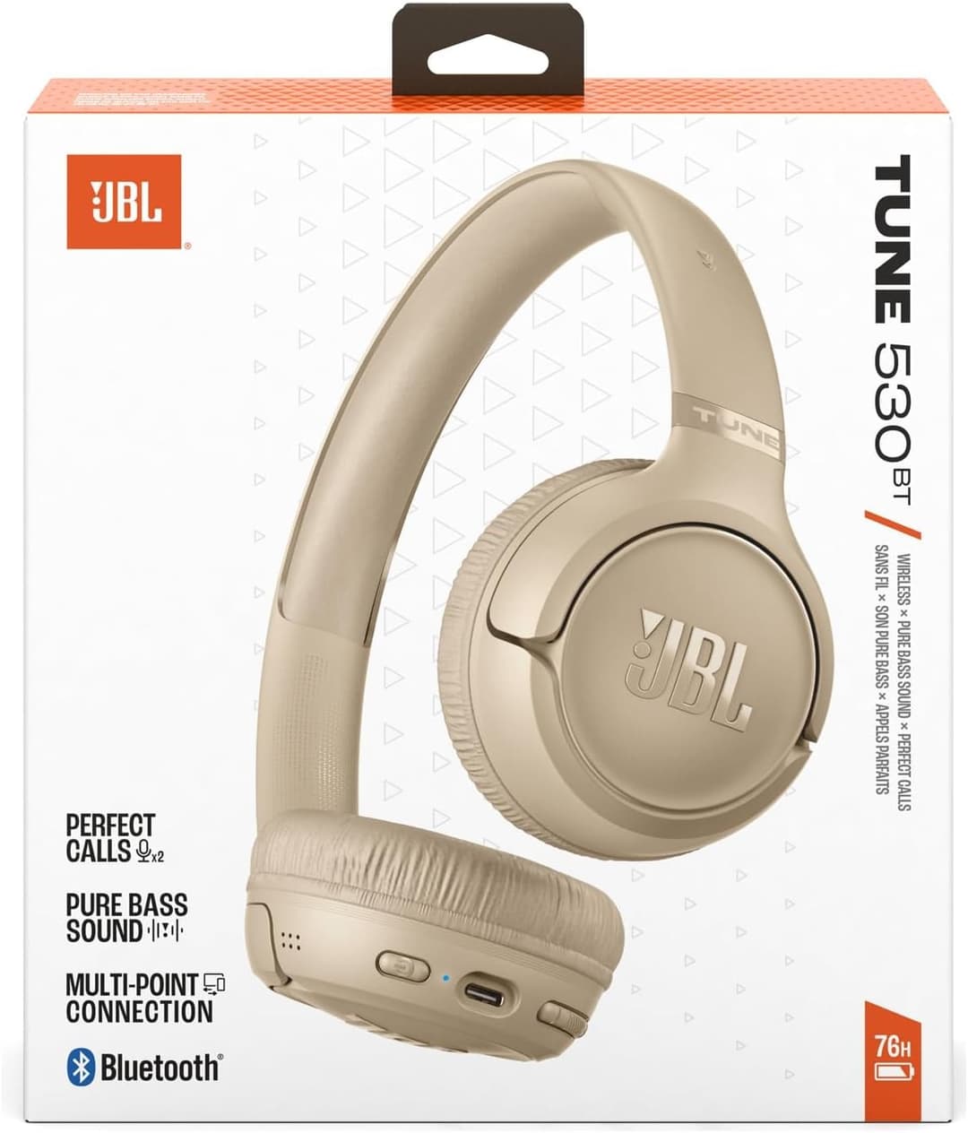 JBL Tune 530BT Wireless On-Ear Headphones Beige - Image 10