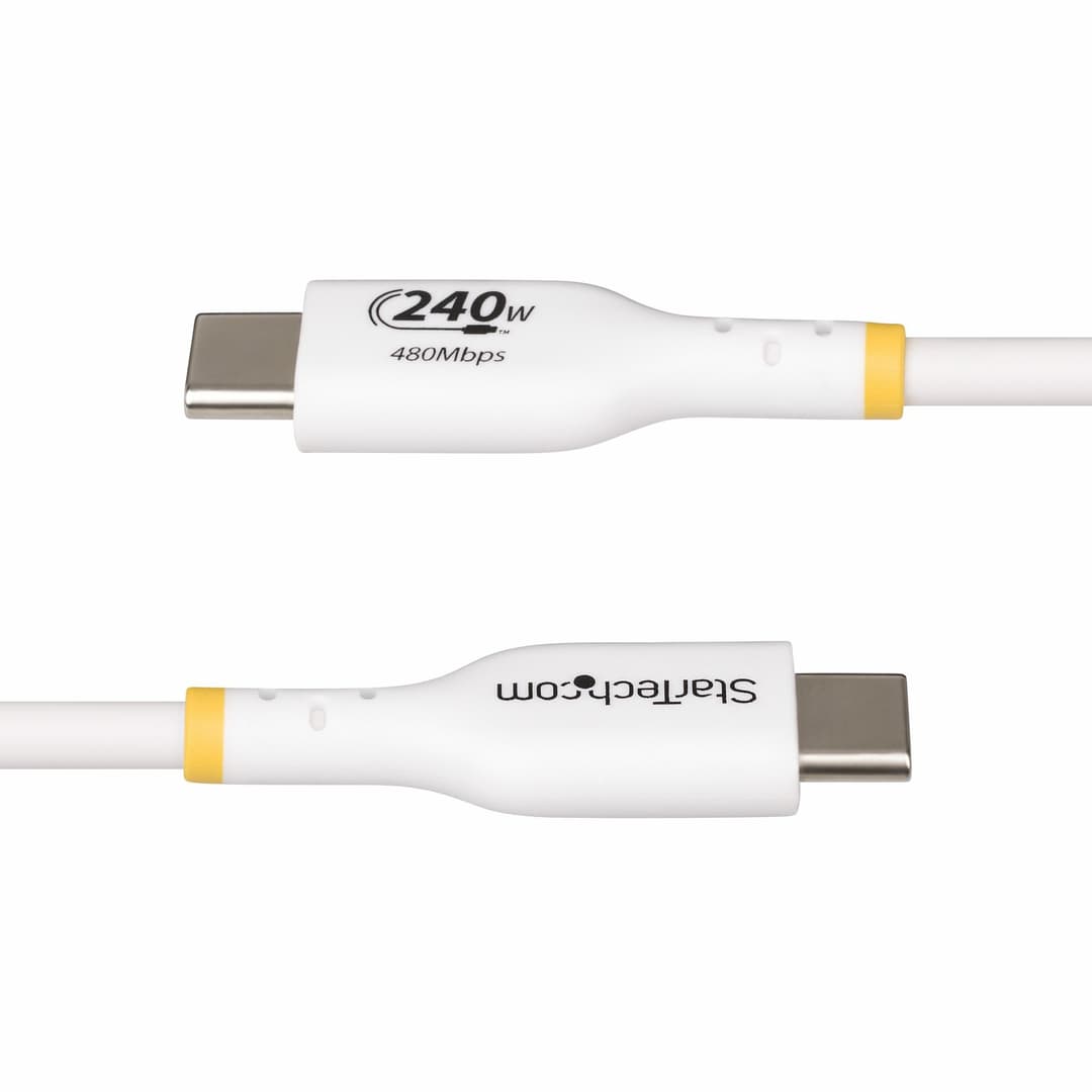 StarTech.com 3m White USB-C Charging Cable, USB-IF Certified USB C Cable, 240W PD EPR, USB 2.0 Type-C Laptop Charger Cord, USB-C Data Transfer Cable, TPE Jacket - Image 4