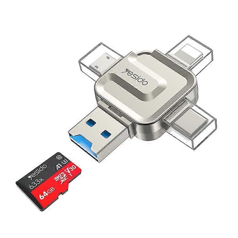 Yesido GS23 4-in-1 USB 3.0 Multifunction Card Reader - White