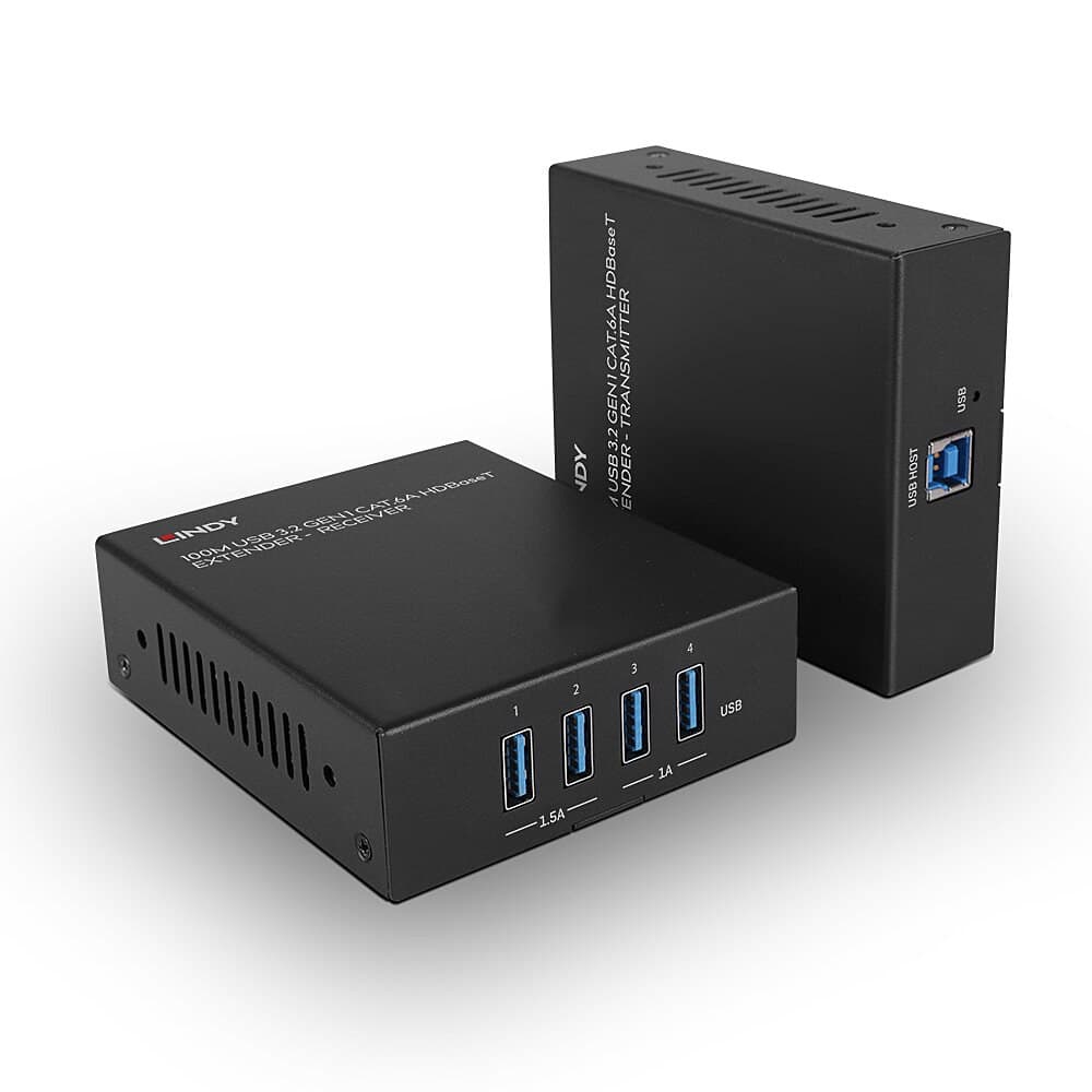 Lindy 100m 4 Port USB 3.2 Gen 1 Cat.6A HDBaseT Extender