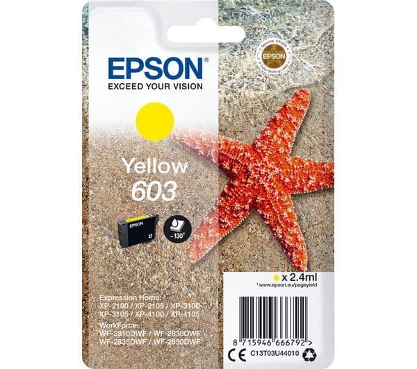 Epson 603 Starfish Yellow Original Ink Cartridge - 130 Pages - Image 1