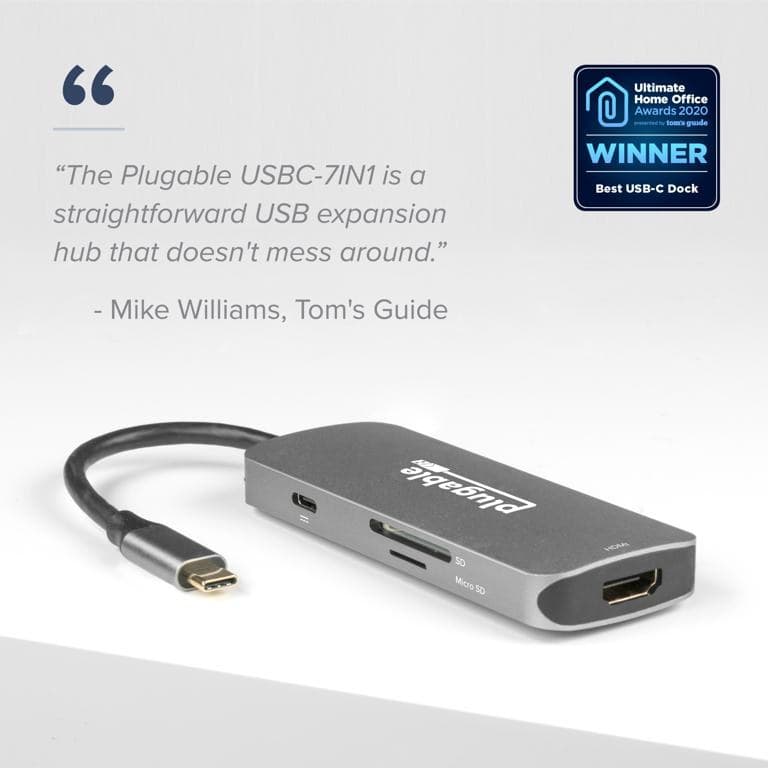 Plugable Technologies USB-C Hub 7-in-1, Driverless USB C Hub Compatible with Mac, Windows, Chromebook, USB4, Thunderbolt 4, and More (4K HDMI, 3 USB 3.0, SD & microSD Card Reader, 100W Charging) - Image 2