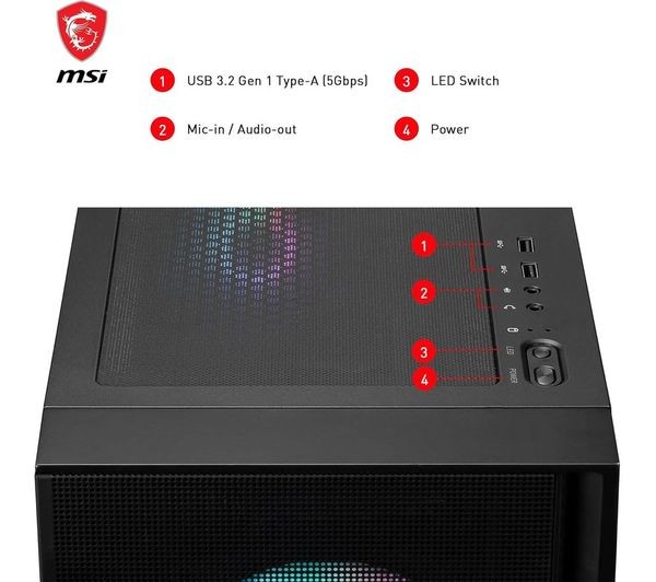 MSI MAG Forge 320R Airflow ATX Mid-Tower PC Case - Black thumbnail 3