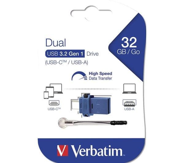 VERBATIM Store ‘n’ Go Dual USB 3.2 Gen 1 USB-C / USB-A Memory Stick - 32 GB, Black - Image 6