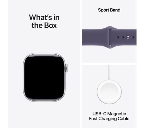Apple Watch Series 11 GPS 42mm Silver Aluminium Case with Purple Fog Sport Band - S/M - Image 9