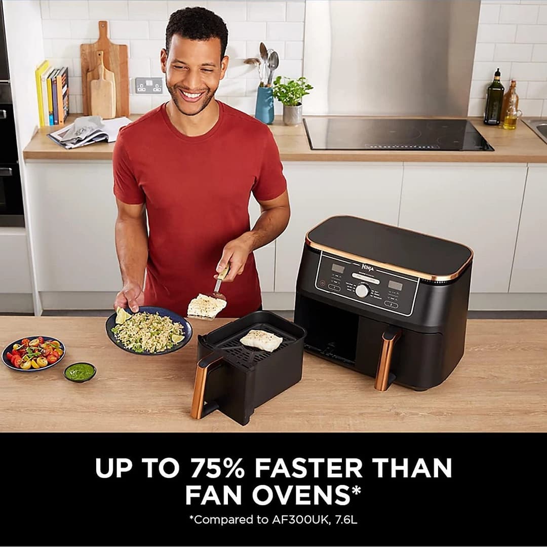 Ninja Foodi MAX Dual Zone AF400UK 9.5L 2-Drawer Air Fryer 2470W - Copper/Black - Image 4