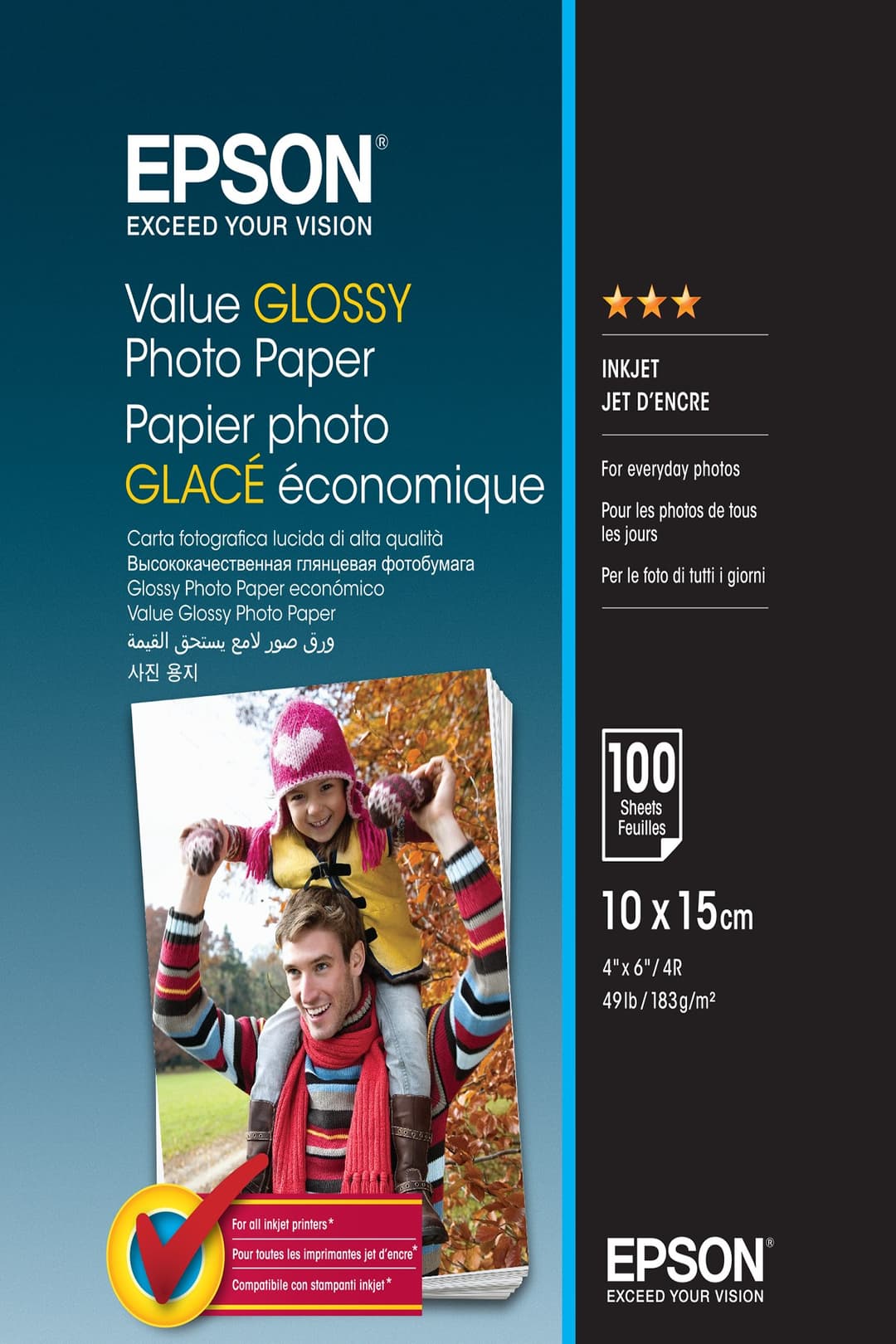 Epson Value Glossy Photo Paper - 10x15cm - 100 sheets - Image 1